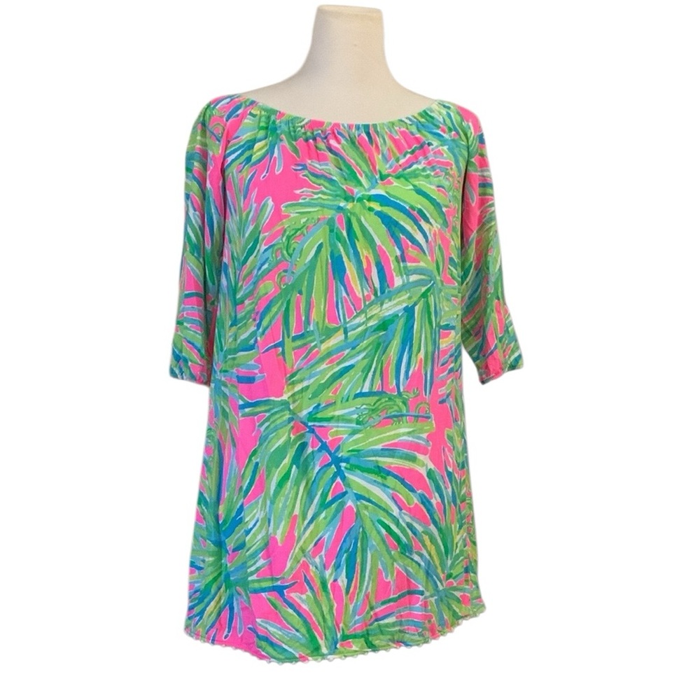 Lily Pulitzer mini Enna dress tiki pink royal lime XL girls 12-14